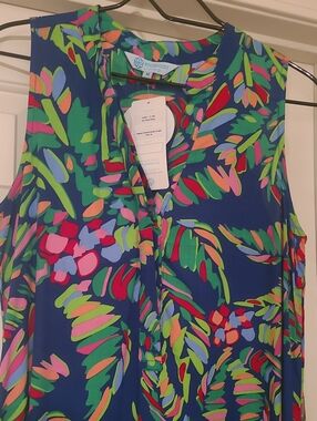 🌴 NWT Escapada Living Bright Multicolor Palm Tree Dress M